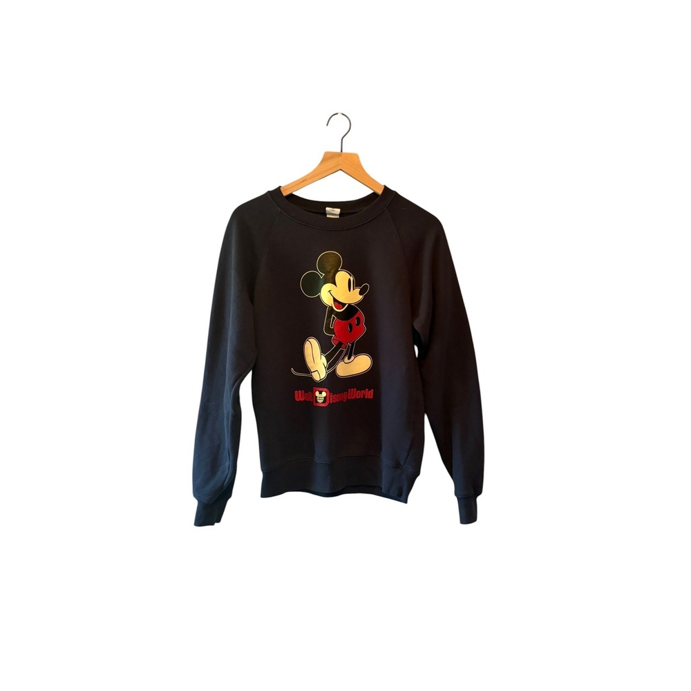 Disney Walt Disney World Mickey Mouse Navy Blue Raglan Crewneck Sweatshirt Small